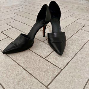 VINCE Black Leather Pointed Toe Heels | Size 6.5M